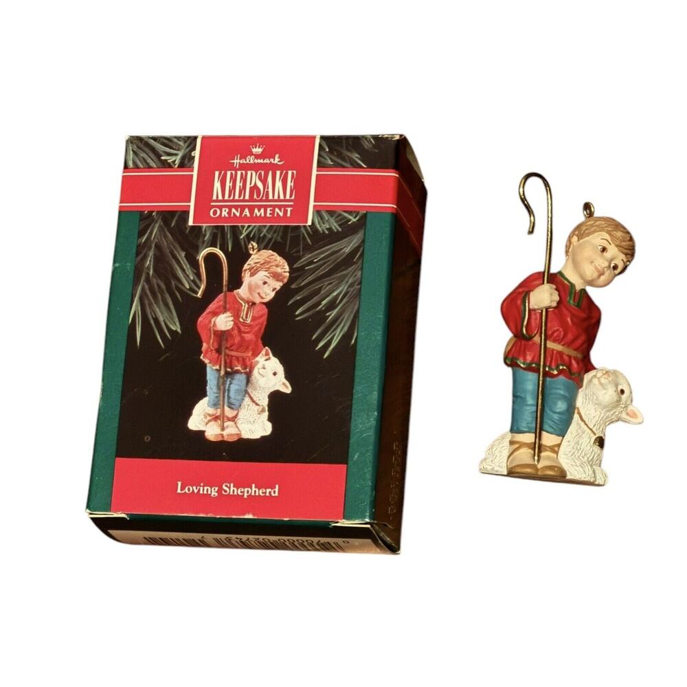Hallmark Loving Shepherd Christmas Holiday Ornament VTG 1992 Keepsake‎ Lamb